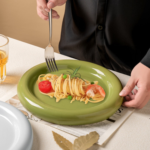 簡約個性甜甜圈陶瓷牛排盤高顔值餐廳酒店高級感創意擺盤甜品盤