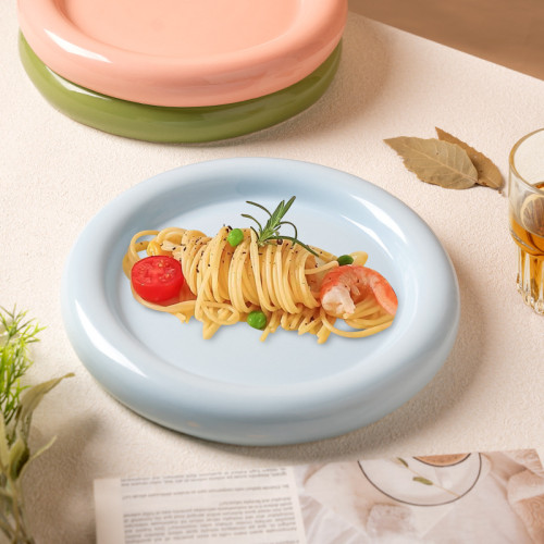 簡約個性甜甜圈陶瓷牛排盤高顔值餐廳酒店高級感創意擺盤甜品盤