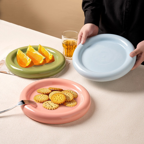 簡約個性甜甜圈陶瓷牛排盤高顔值餐廳酒店高級感創意擺盤甜品盤