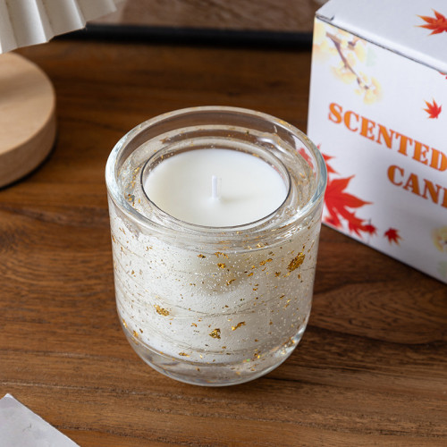 光感LED燈金箔發光香薰蠟燭情人節氛圍感擴香高顔值香氛蠟燭禮物