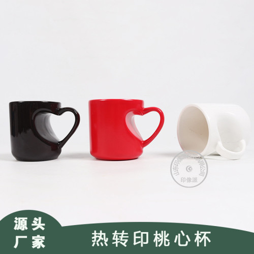 爆款桃心形變色魔法陶瓷熱敏變色馬克顯現趣味新奇魔術咖啡杯