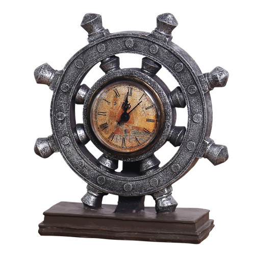 復古懷舊帶鍾表樂器系列擺件 酒櫃玄關咖啡廳工藝品桌面樹脂擺飾