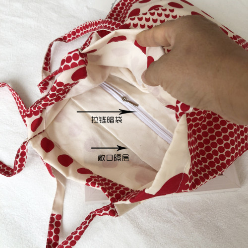 韓風布袋春夏百搭小衆可愛紅色波點單肩包薄款輕便帆布包學生書包