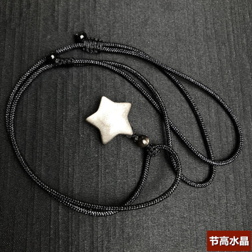 天然銀曜石星月情侶簡約時尚黑曜石伸縮項鍊吊墜