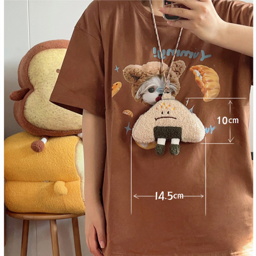 貓範 卡通可愛表情飯團斜後後背包掛脖零錢包學生情侶超萌耳機包ins