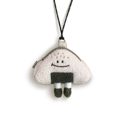 貓範 卡通可愛表情飯團斜後後背包掛脖零錢包學生情侶超萌耳機包ins