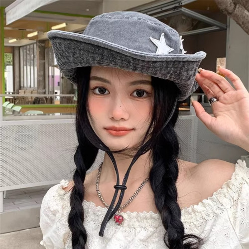 粉色西部牛仔帽子女春夏季辣妹復古戶外露營大帽簷遮陽防曬登山帽