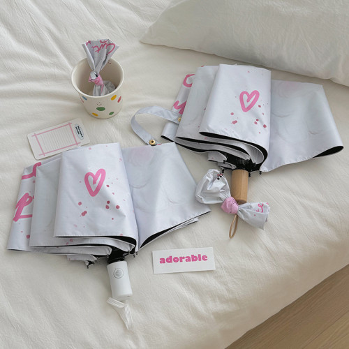 高顔值可愛折曡晴雨兩用遮陽傘防曬防紫外線學生防爆全自動太陽傘