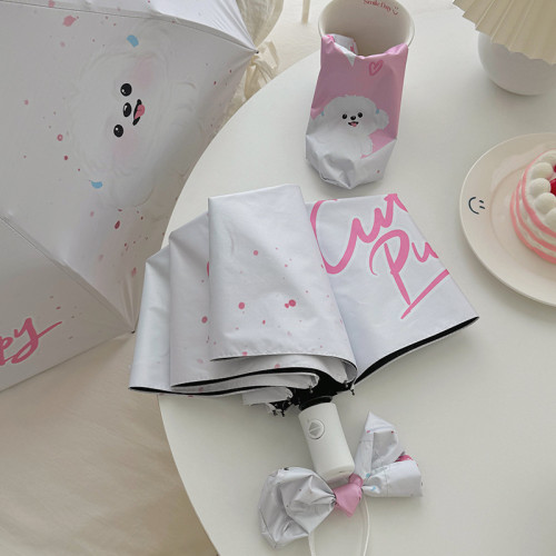 高顔值可愛折曡晴雨兩用遮陽傘防曬防紫外線學生防爆全自動太陽傘