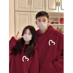 愛心情侶裝衛衣連帽即墨外套秋冬季新款高級感寬鬆慵懶風加絨加厚