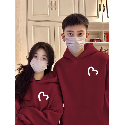 愛心情侶裝衛衣連帽即墨外套秋冬季新款高級感寬鬆慵懶風加絨加厚