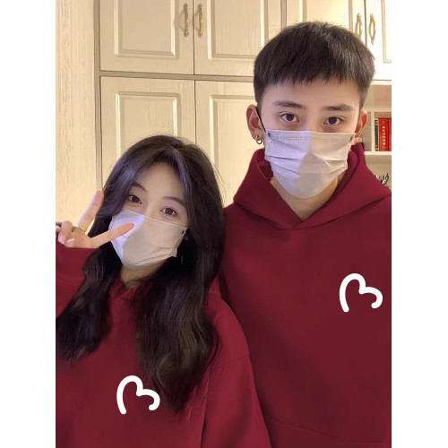 愛心情侶裝衛衣連帽即墨外套秋冬季新款高級感寬鬆慵懶風加絨加厚