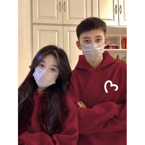 愛心情侶裝衛衣連帽即墨外套秋冬季新款高級感寬鬆慵懶風加絨加厚