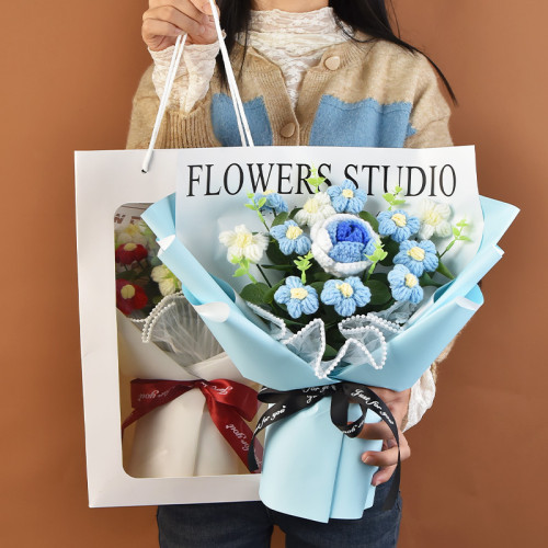 手工編織毛線成品520情人節禮物生日玫瑰花束教師節針織花束