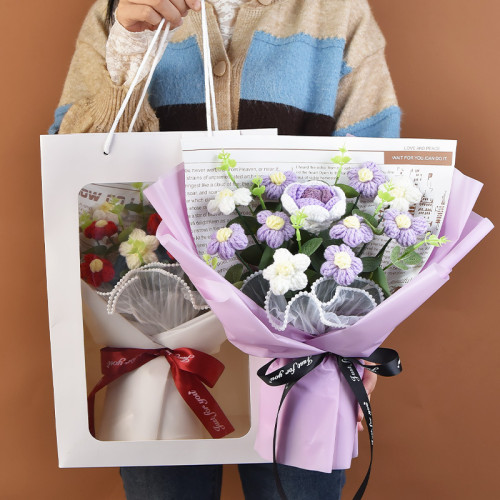 手工編織毛線成品520情人節禮物生日玫瑰花束教師節針織花束