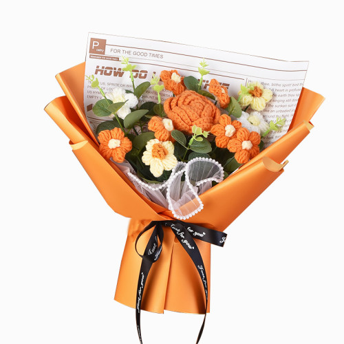 手工編織毛線成品520情人節禮物生日玫瑰花束教師節針織花束