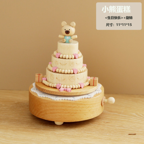 音樂盒八音盒可旋轉木馬木質桌面擺件機械髮條新年女孩生日禮物