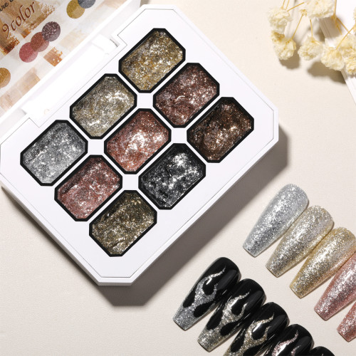 九宮格鉑金膠美甲專用2025新款漸變暈染高飽和甲油膠美甲油膠