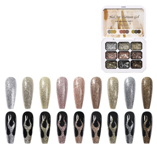 九宮格鉑金膠美甲專用2025新款漸變暈染高飽和甲油膠美甲油膠