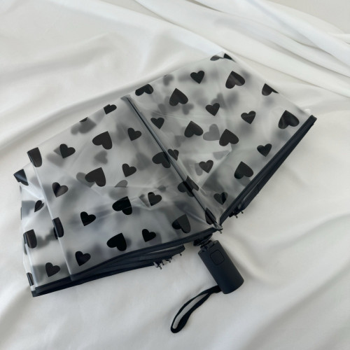 TPU愛心透明傘折曡自動手動印刷廣告動漫DIY明星頭像雨傘