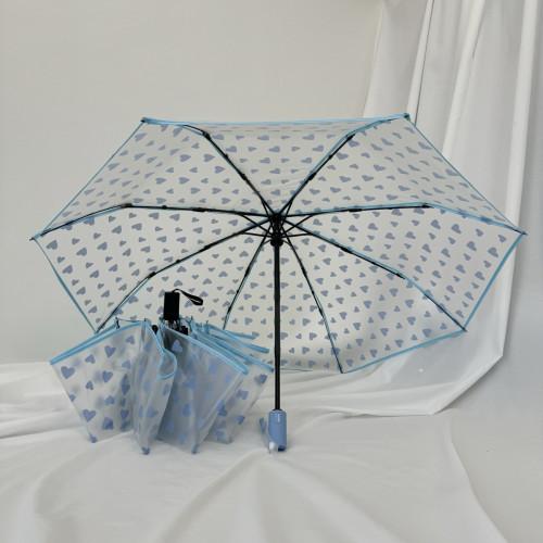 TPU愛心透明傘折曡自動手動印刷廣告動漫DIY明星頭像雨傘