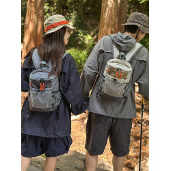 山系ins新款高顔值清新網抽繩後後背包情侶輕便旅行登山大容量雙肩包