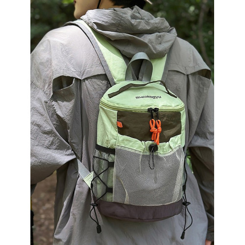 山系ins新款高顔值清新網抽繩後後背包情侶輕便旅行登山大容量雙肩包