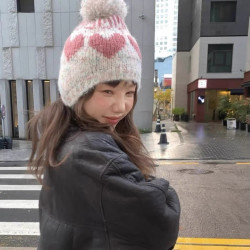 韓系復古費爾島風甜美愛心毛球針織帽女秋冬騎行保暖防風毛線帽子