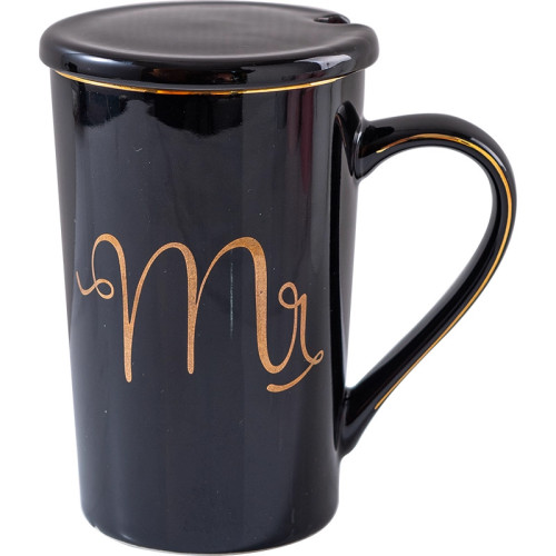 大理石紋馬克杯陶瓷杯禮盒裝咖啡杯情侶對杯創意帶蓋勺水杯