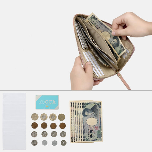 日式真皮荔枝紋7字拉鍊女士錢包 時尚皮革長款錢夾零錢硬幣收納包 日式真皮荔枝紋7字拉鍊女士錢包 時尚皮革長款錢夾零錢硬幣收納包