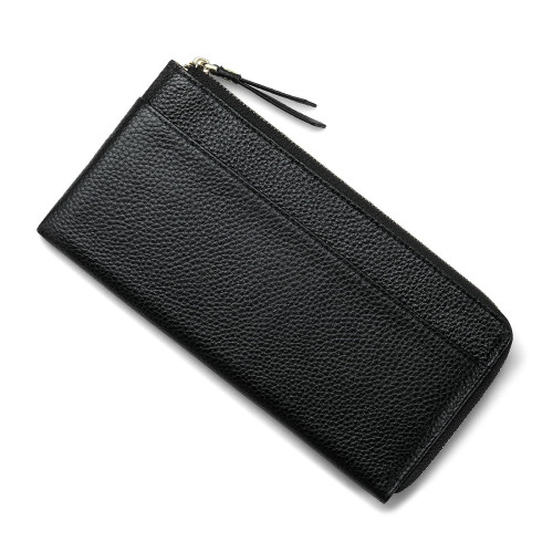 日式真皮荔枝紋7字拉鍊女士錢包 時尚皮革長款錢夾零錢硬幣收納包 日式真皮荔枝紋7字拉鍊女士錢包 時尚皮革長款錢夾零錢硬幣收納包