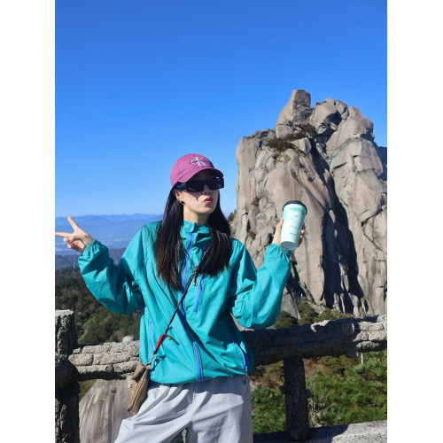 靛藍色防曬服薄外套女2025夏季國潮牌新款戶外騎行徒步旅行防曬衣