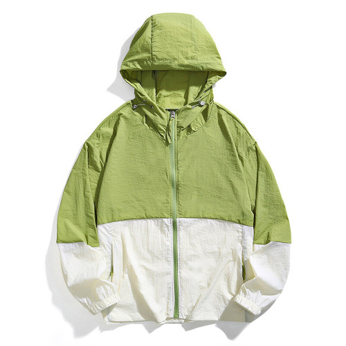 防曬服男女夏季新款冰絲夾克涼感防曬衣簡約風UPF50連帽情侶外套