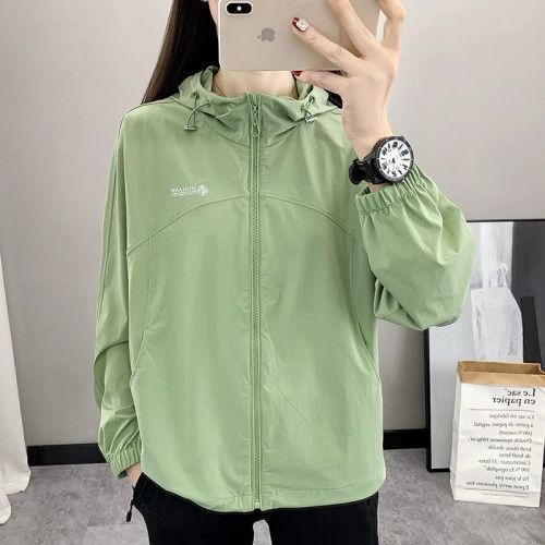春夏季沖鋒衣女薄款彈力單層防水透氣戶外登山徒步連帽防曬衣外套