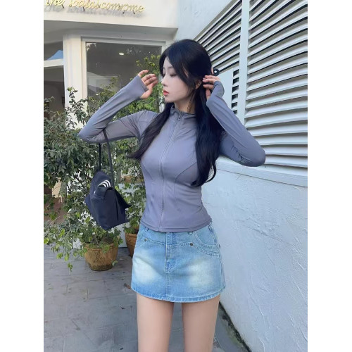 ALOACTIVE速乾瑜珈服外套女立領拉鍊緊身顯瘦跑步運動訓練防曬衣