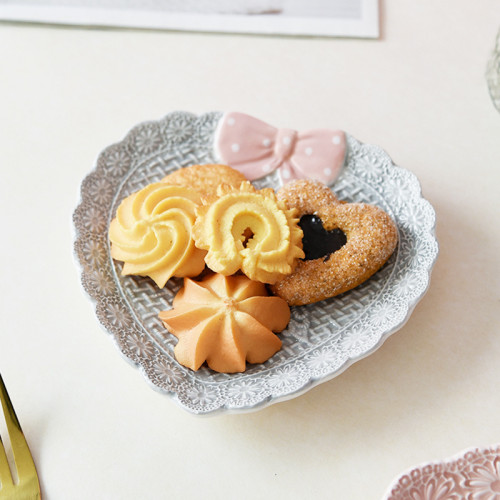 美式創意家居陶瓷盤愛心形淺盤甜點盤房間客廳餐桌裝飾物擺件
