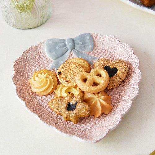 美式創意家居陶瓷盤愛心形淺盤甜點盤房間客廳餐桌裝飾物擺件