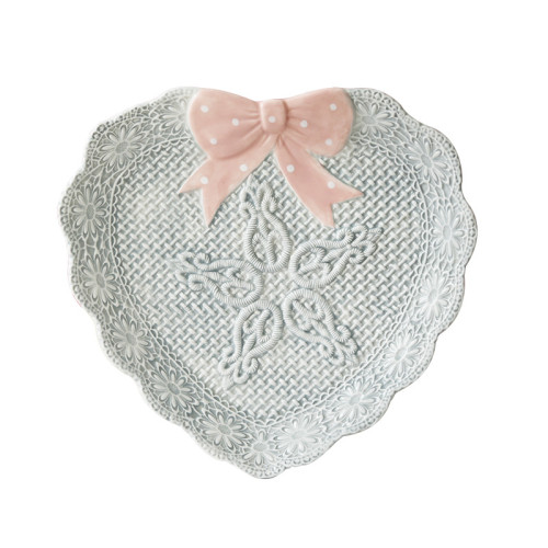 美式創意家居陶瓷盤愛心形淺盤甜點盤房間客廳餐桌裝飾物擺件