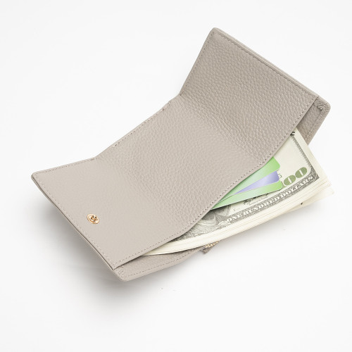 RFID防盜刷卡包女士短款錢包拉鍊多層三折零錢包頭層牛皮真皮錢夾