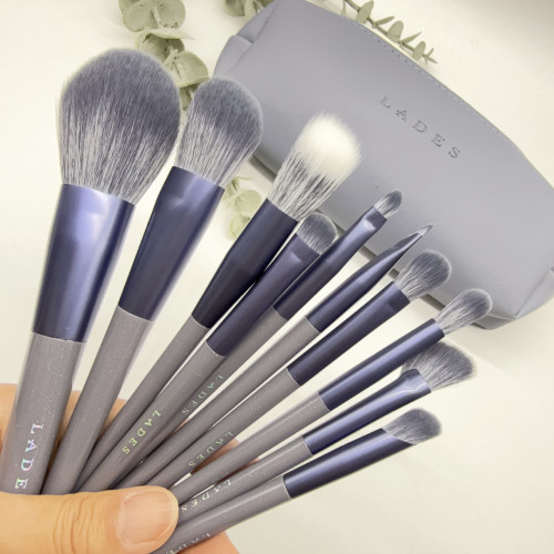 藍蒂絲/LADES 10支紫兔化妝刷散粉眼影刷套裝全套刷柔軟化妝工具
