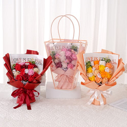 新款情人節禮物假花手捧花仿真香皂玫瑰大花束生日禮品