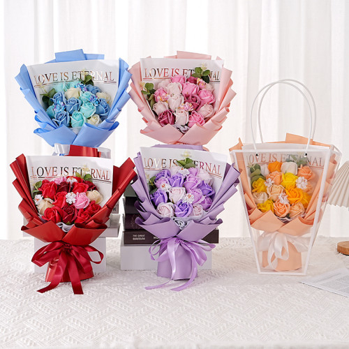 新款情人節禮物假花手捧花仿真香皂玫瑰大花束生日禮品 新款情人節禮物假花手捧花仿真香皂玫瑰大花束生日禮品