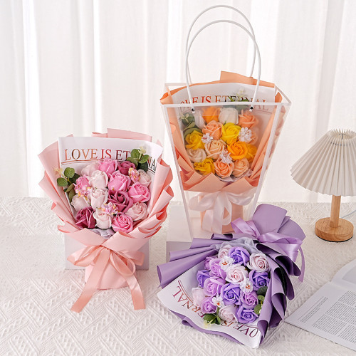 新款情人節禮物假花手捧花仿真香皂玫瑰大花束生日禮品 新款情人節禮物假花手捧花仿真香皂玫瑰大花束生日禮品