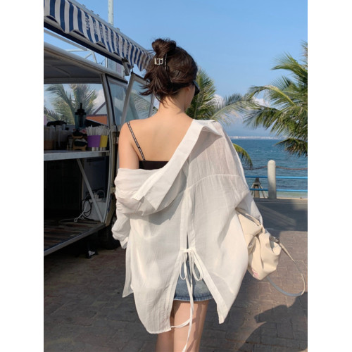 夏季防曬衣女韓版露背設計感小衆襯衫仙長袖寬鬆ins薄款開衫外套