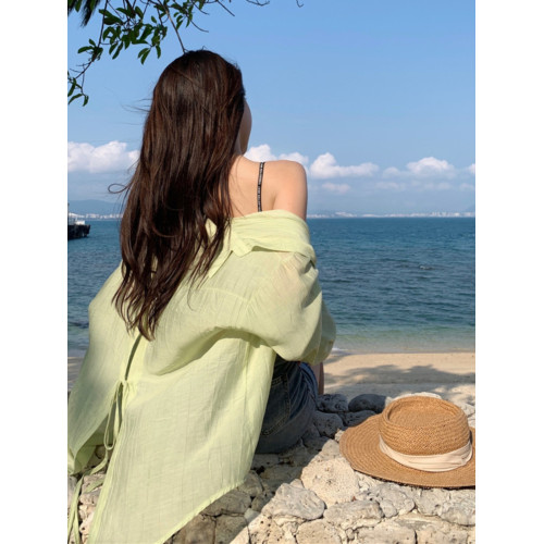 夏季防曬衣女韓版露背設計感小衆襯衫仙長袖寬鬆ins薄款開衫外套
