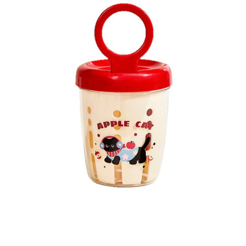 馬卡龍水果杯早餐沙拉杯可攜式外帶野餐帶叉子帶蓋雙層瀝水杯水果杯