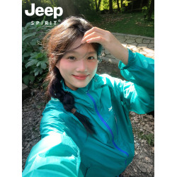JEEP防曬衣女夏季2025新款防紫外線戶外山系沖鋒衣輕薄款寬鬆外套