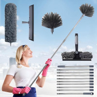 二合一窗戶清潔刮刀加長除塵刮水雙面高層玻璃擦蜘蛛網