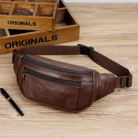 真皮多功能腰包男斜背休閒旅行包頭層牛皮耐磨大容量手機包胸包女