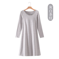 莫代爾純棉女帶胸墊長袖睡裙寬鬆加大碼罩杯一體免文胸睡衣家居服